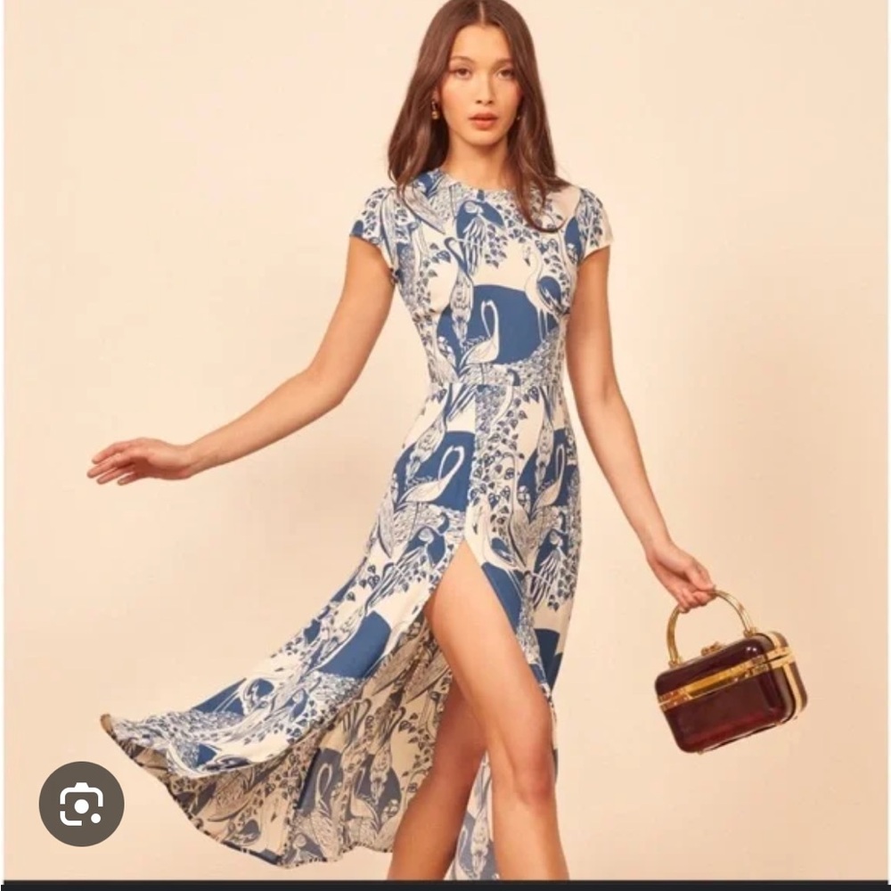 Reformation Gavin Dress Size 8 in Avian blue print